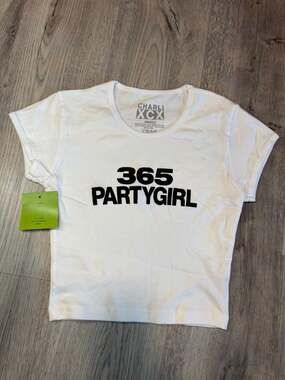 NWT Charli XCX 365 Party Girl Crop Top Baby Tee Size Small Hyperpop Y2K Rave